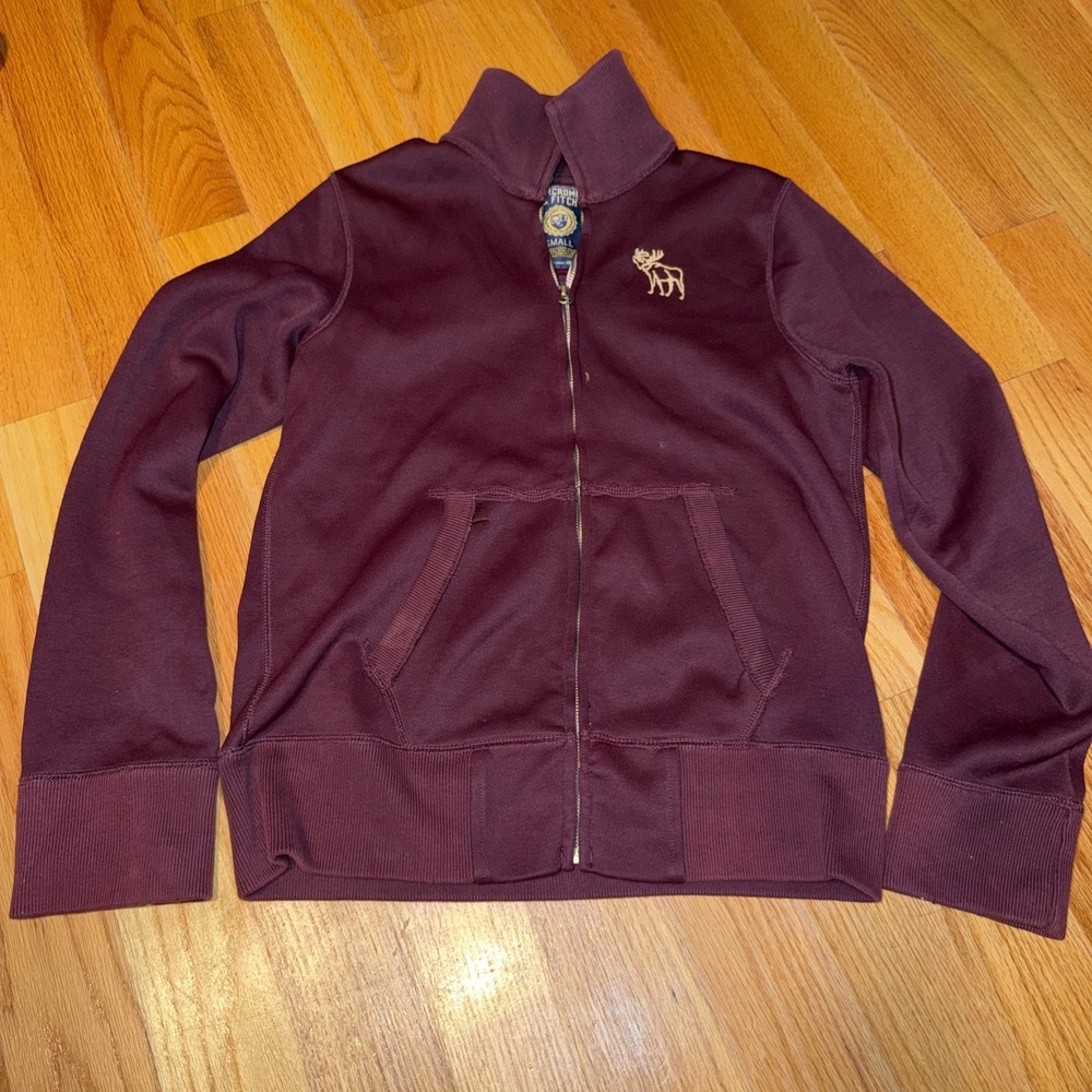 Vintage Abercrombie Fitch Jacket Mens Small Y2K Mock Neck Zip Burgundy Red